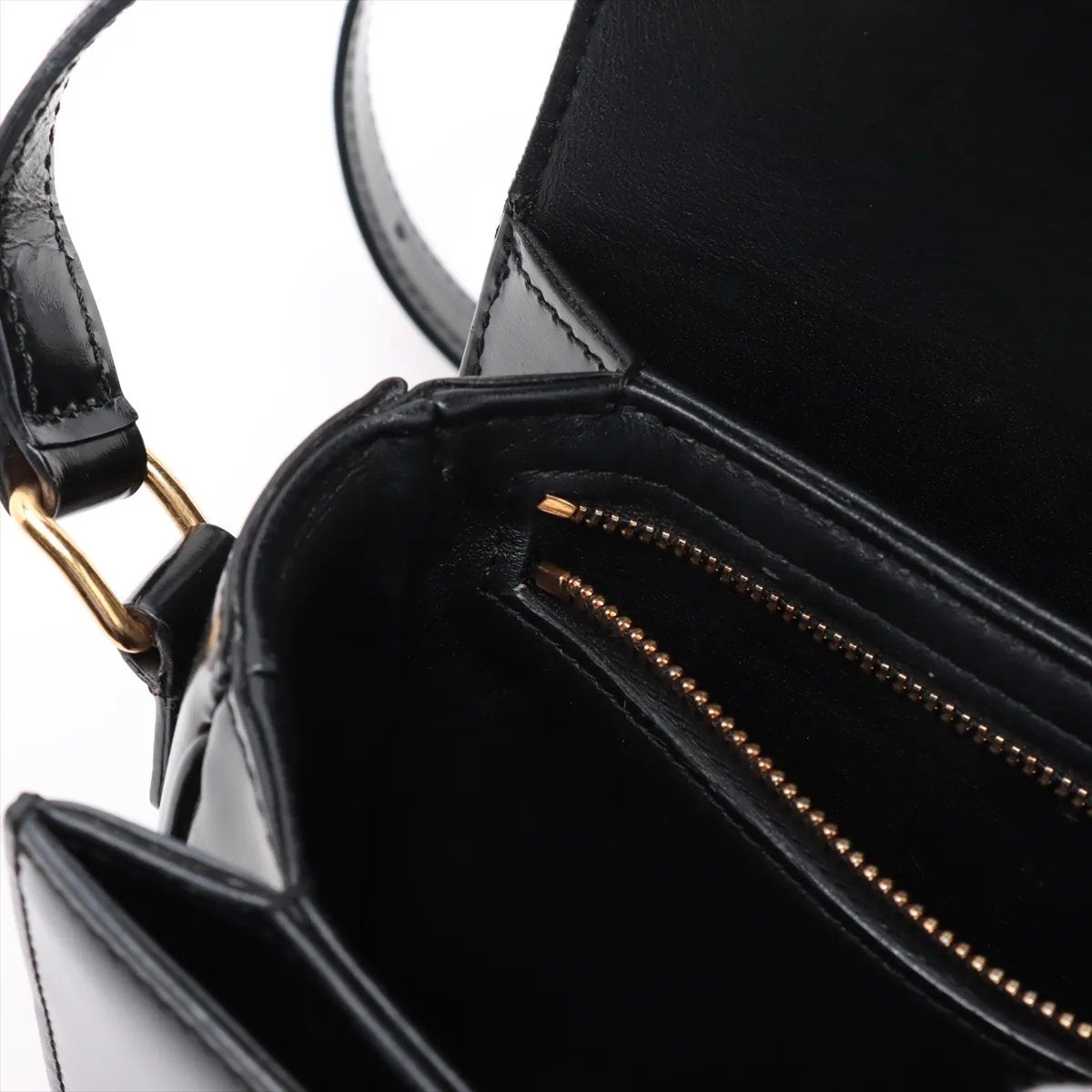 Celine Triomphe teen Leather Crossbody Bag Black