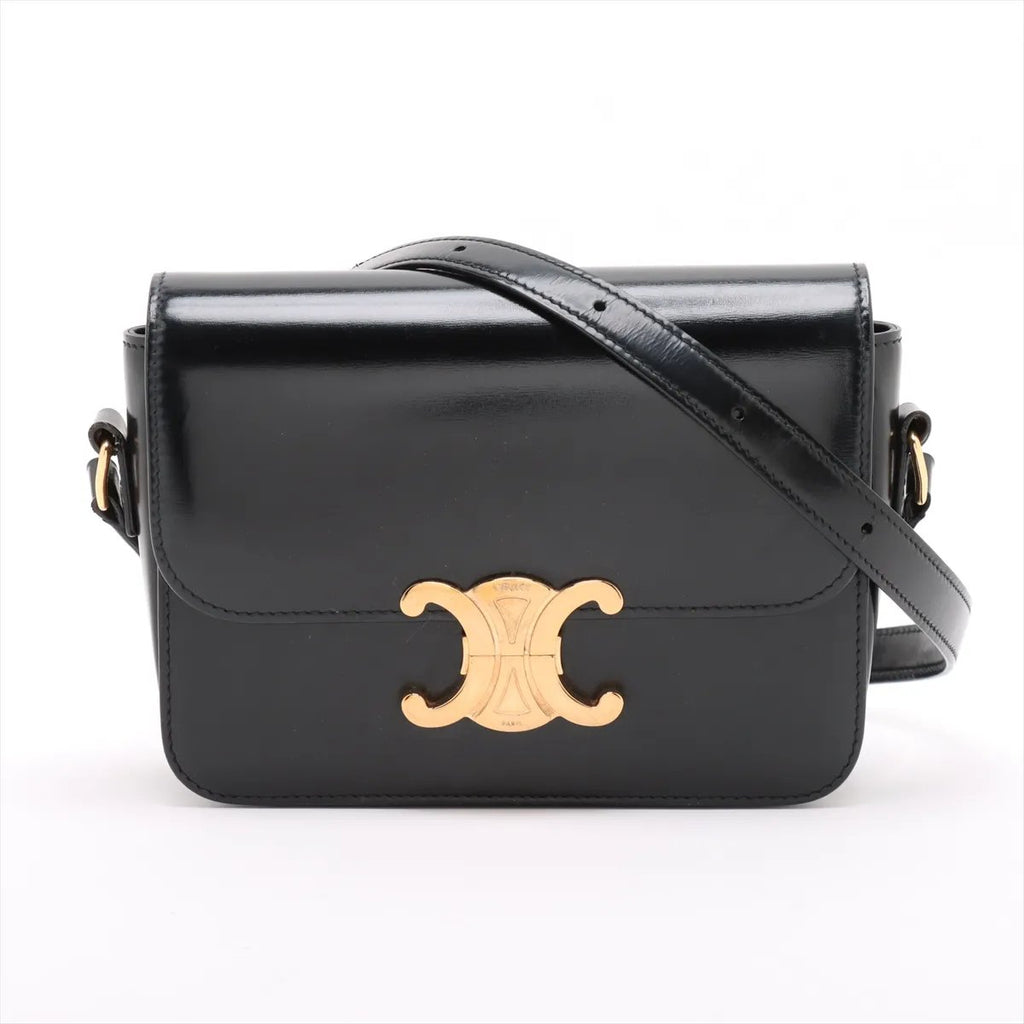 Celine Triomphe teen Leather Crossbody Bag Black