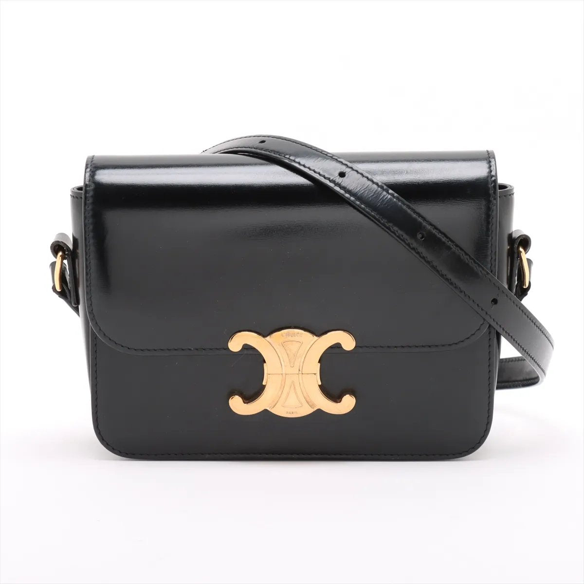 Celine Triomphe teen Leather Crossbody Bag Black