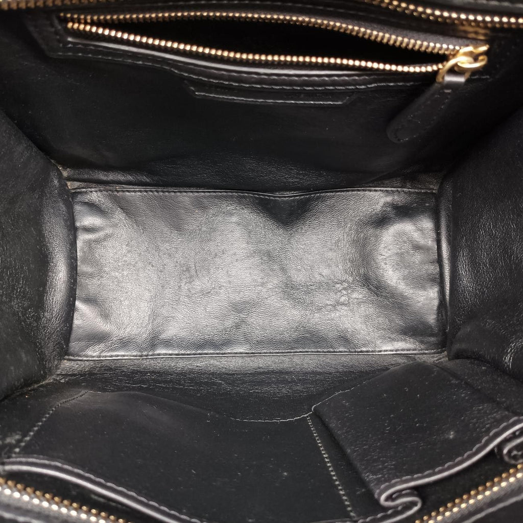 Celine Luggage Mini Shopper in Brown, Green, and Black Leather