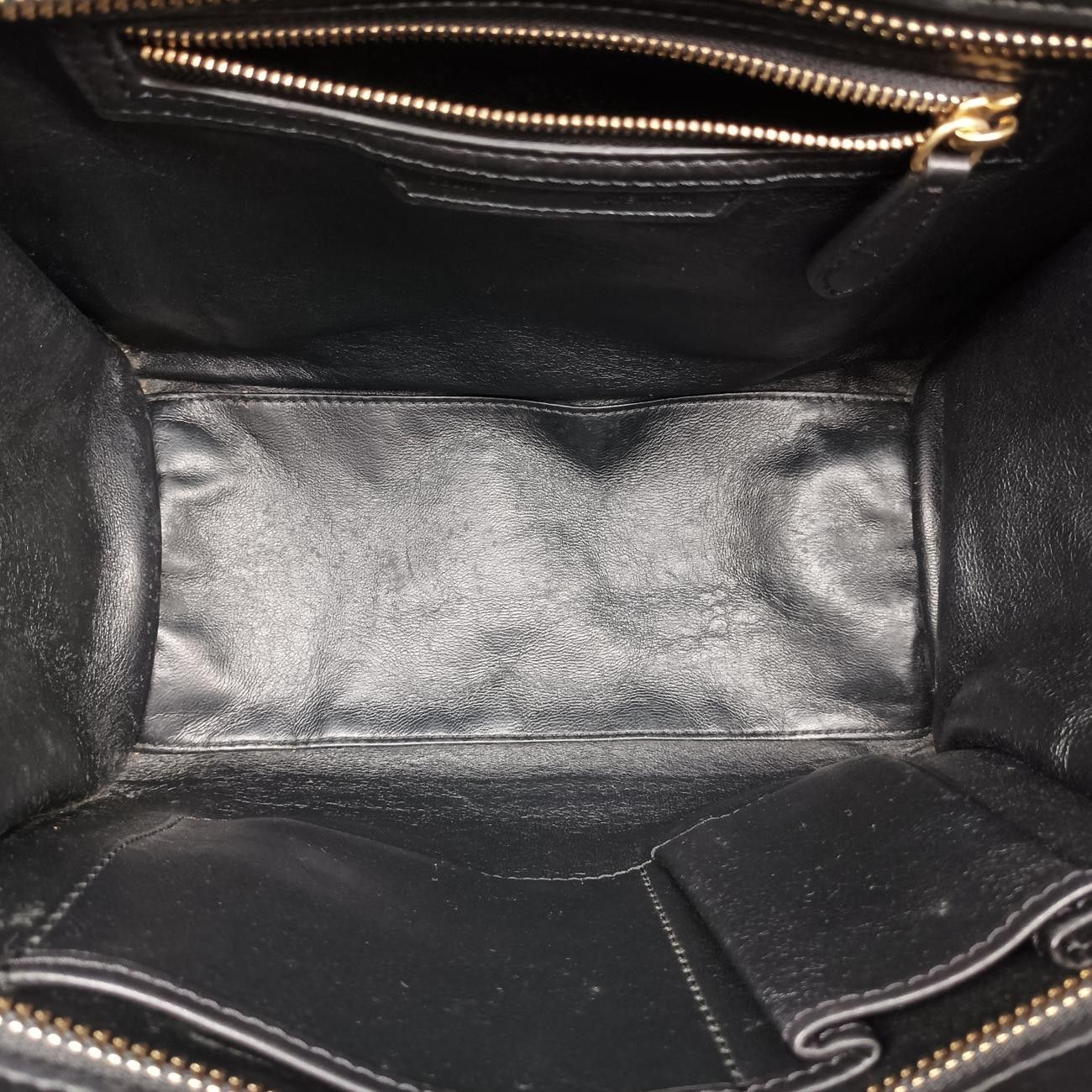 Celine Luggage Mini Shopper in Brown, Green, and Black Leather