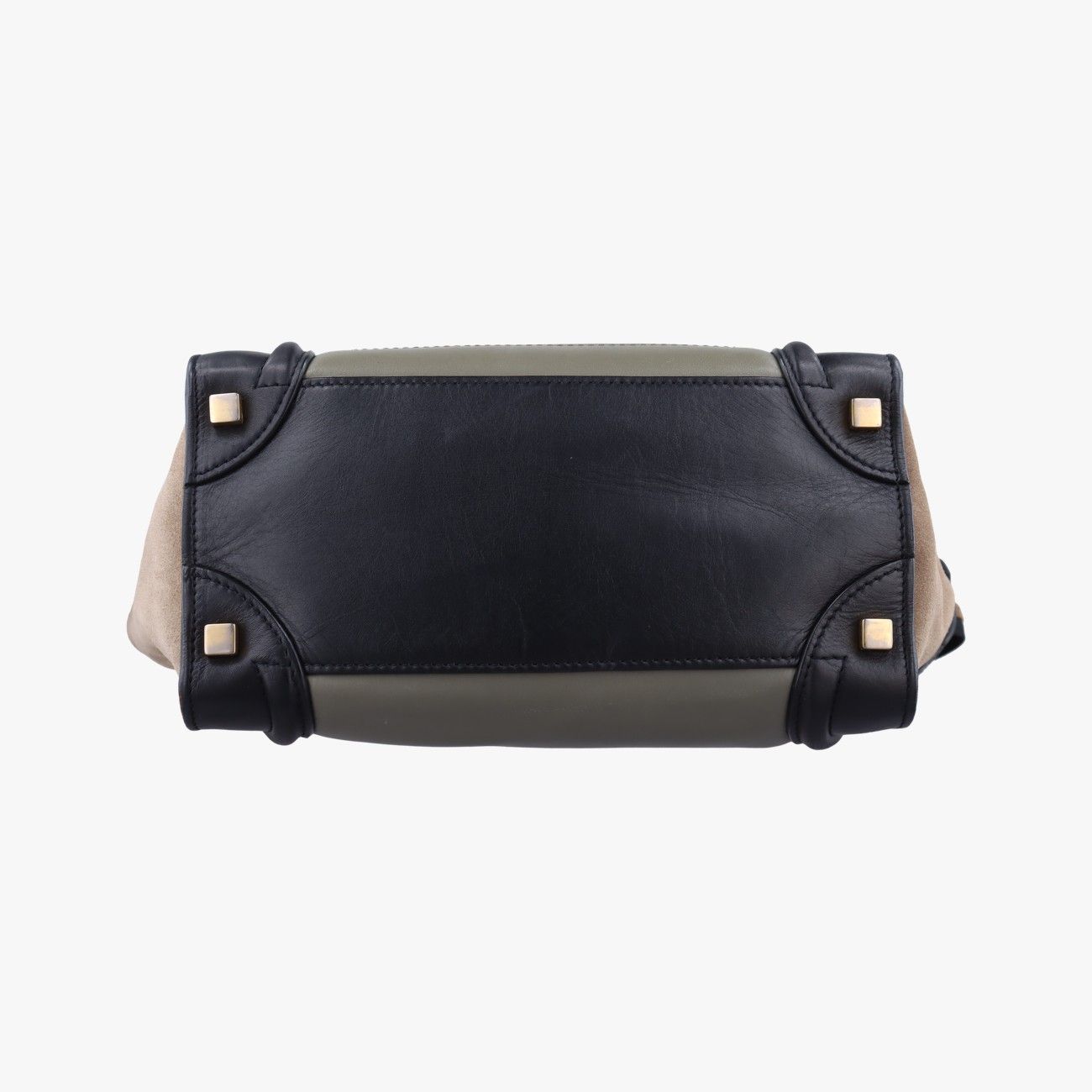 Celine Luggage Mini Shopper in Brown, Green, and Black Leather