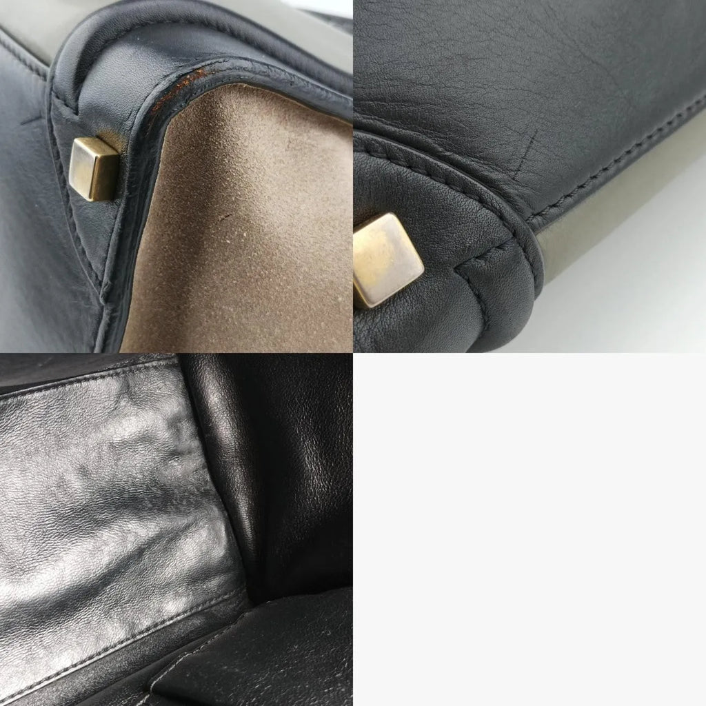 Celine Luggage Mini Shopper in Brown, Green, and Black Leather