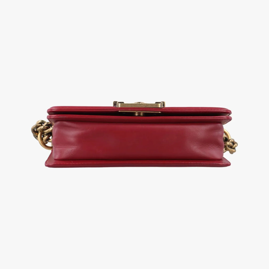 Chanel Red Leather Small Le Boy Bag