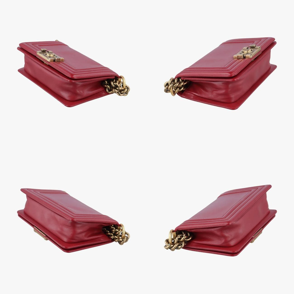 Chanel Red Leather Small Le Boy Bag