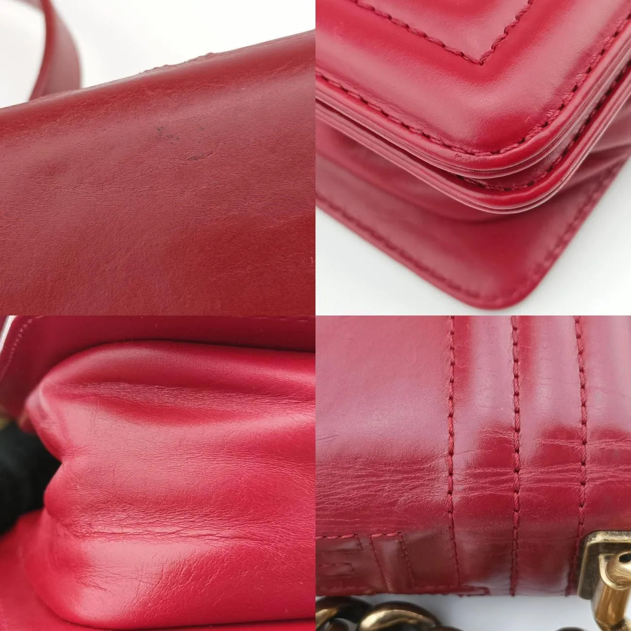 Chanel Red Leather Small Le Boy Bag