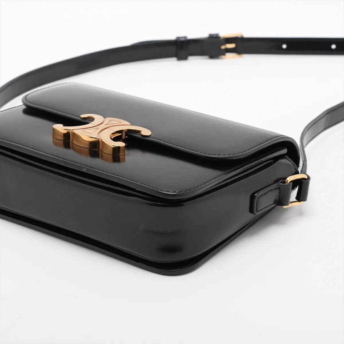 Celine Triomphe teen Leather Crossbody Bag Black