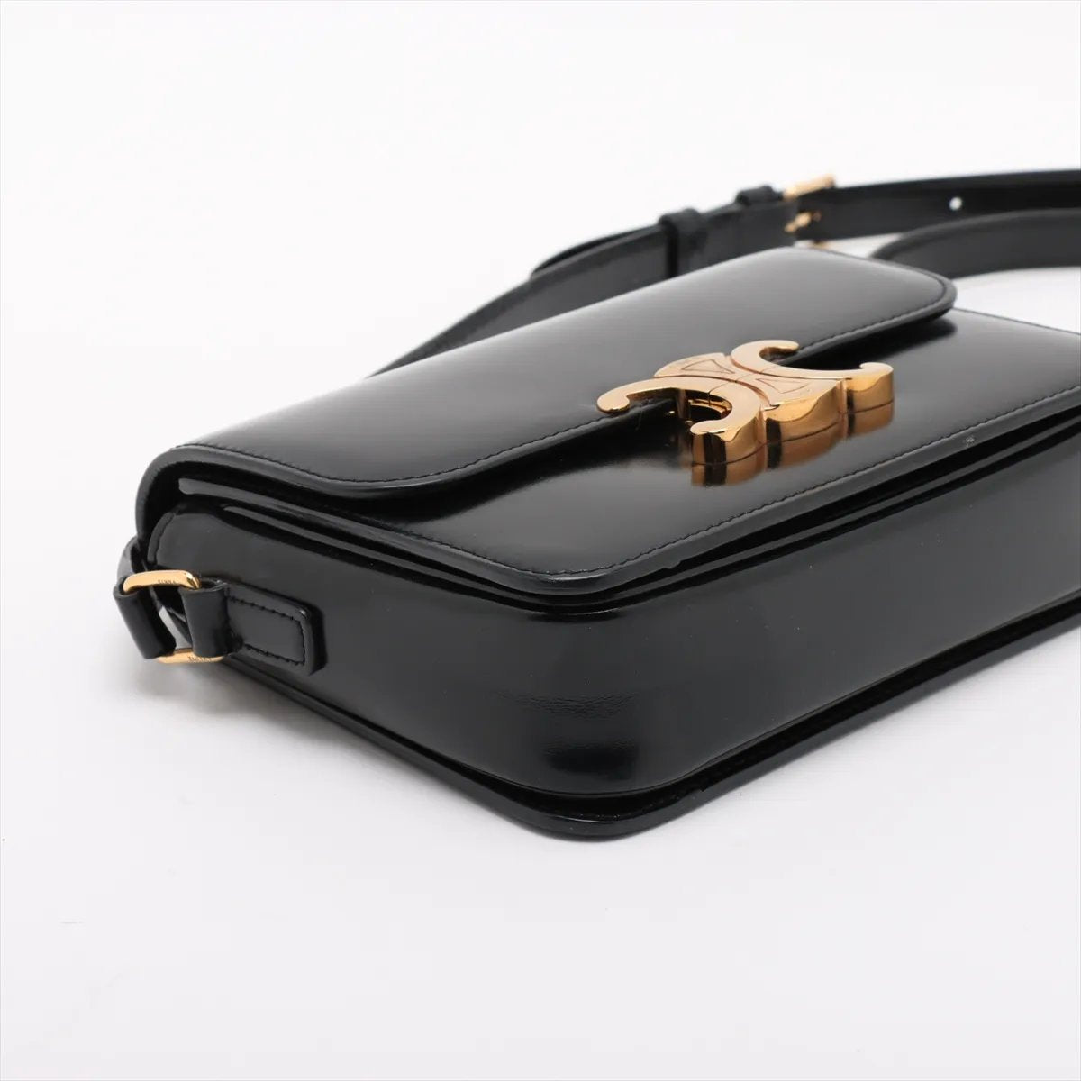 Celine Triomphe teen Leather Crossbody Bag Black