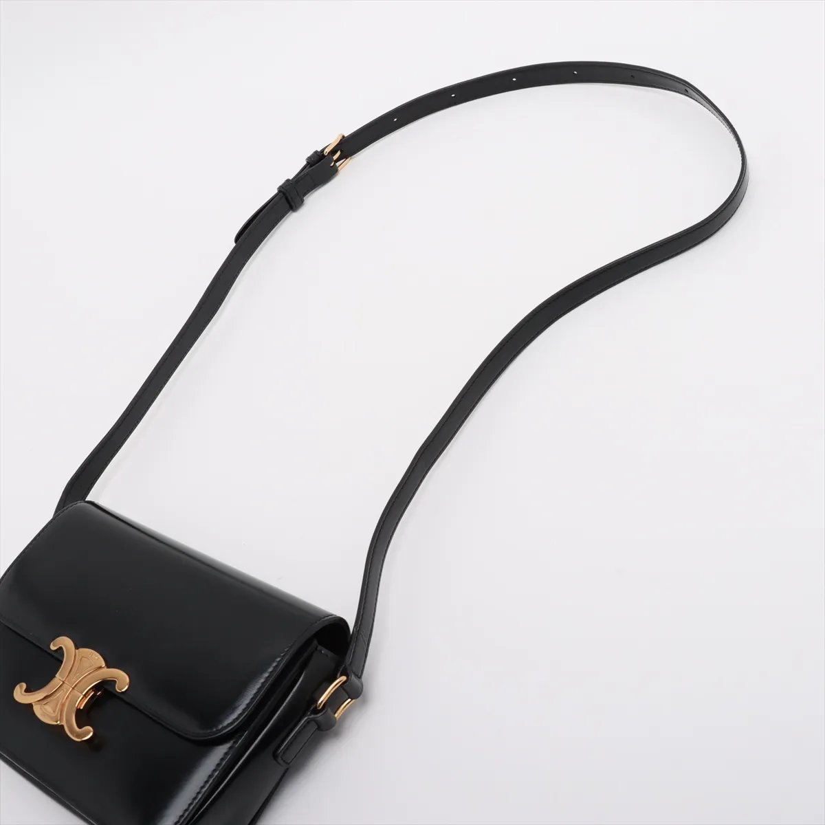 Celine Triomphe teen Leather Crossbody Bag Black