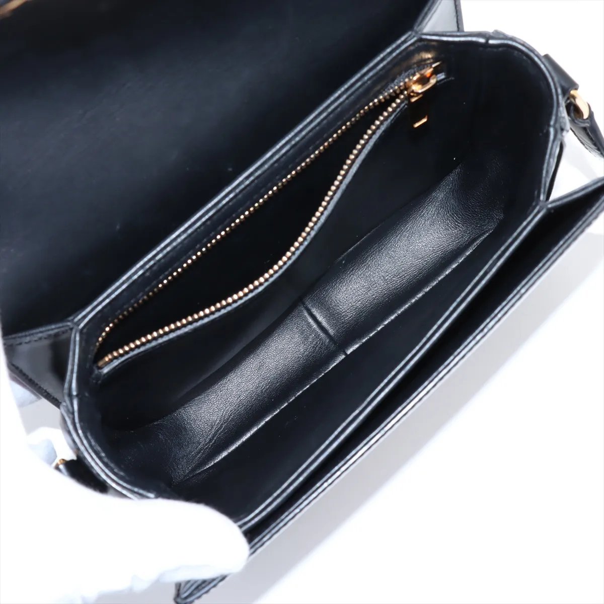 Celine Triomphe teen Leather Crossbody Bag Black