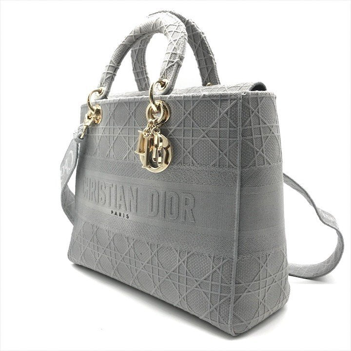 Christian Dior Lady D-Lite Handbag 2-way hand/shoulder bag, grey
