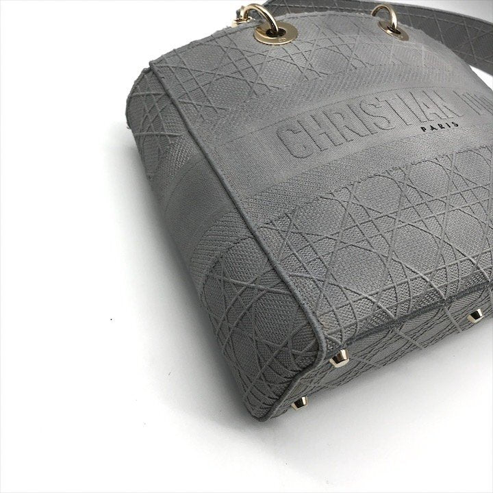 Christian Dior Lady D-Lite Handbag 2-way hand/shoulder bag, grey