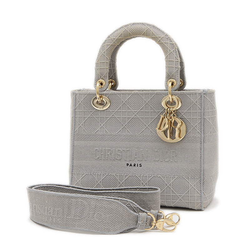 Christian Dior Lady D-Lite Handbag 2-way hand/shoulder bag, grey