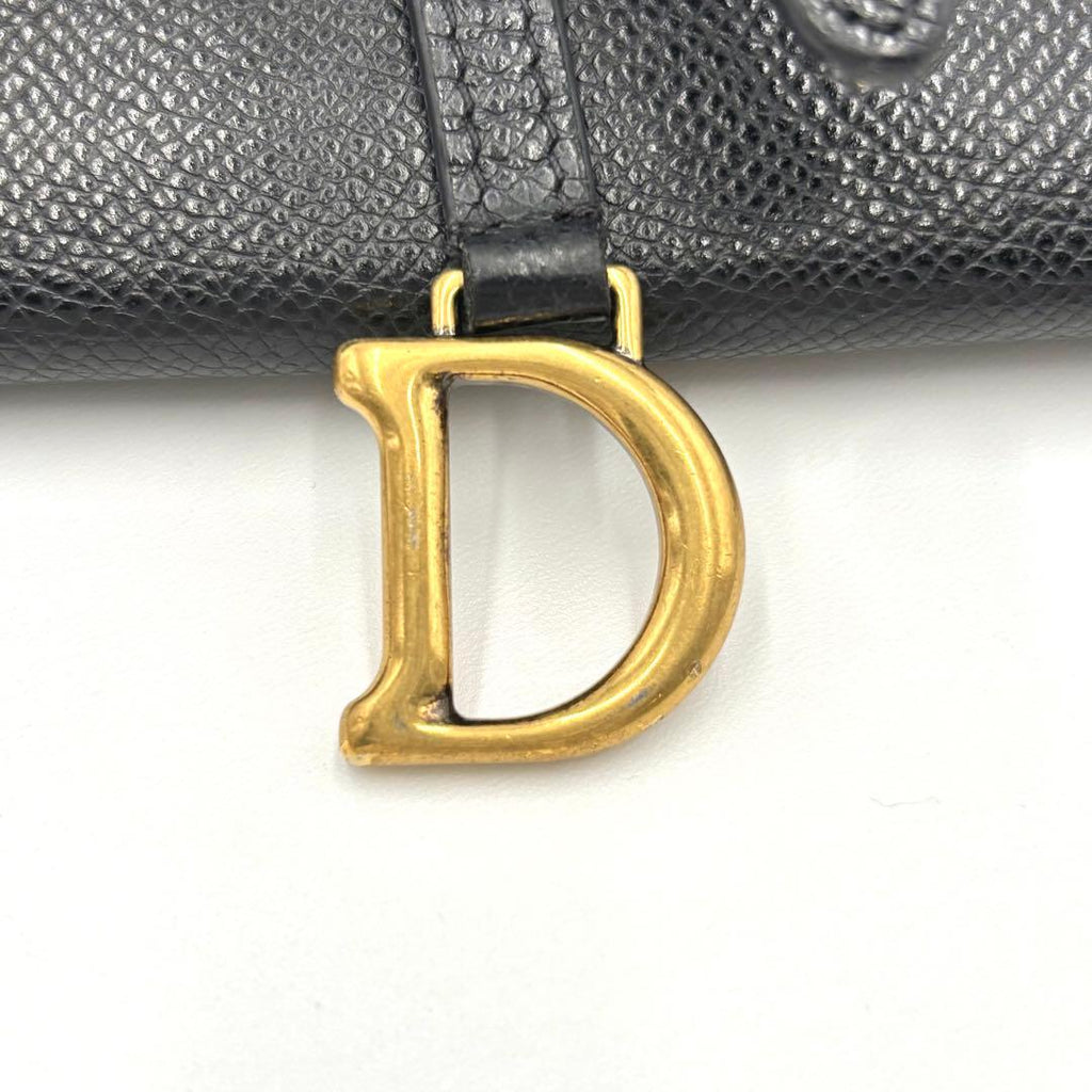 Dior Saddle Leather Chain Wallet Black Shoulder Bag