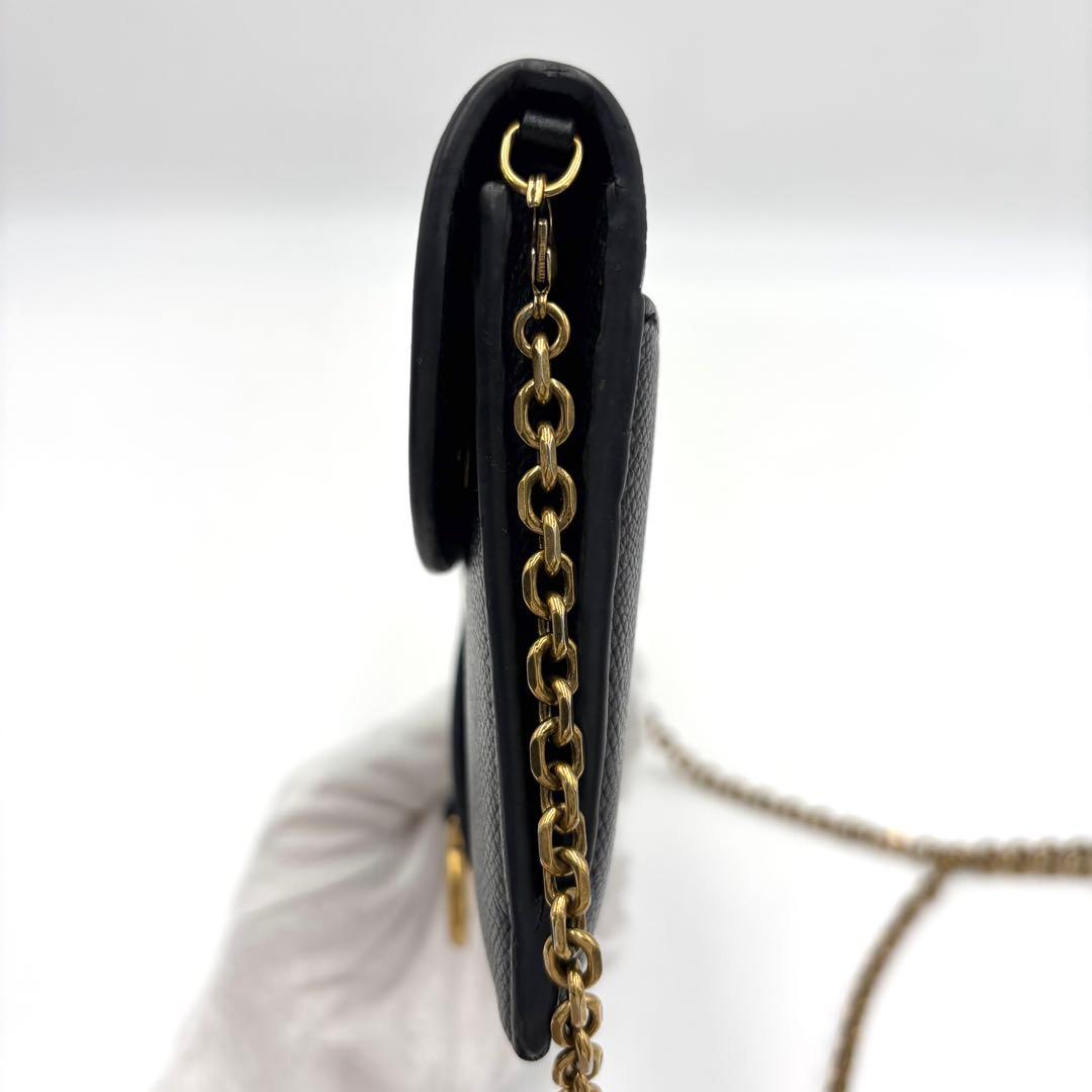 Dior Saddle Leather Chain Wallet Black Shoulder Bag