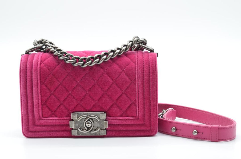Chanel Small Velvet Pink Boy Bag