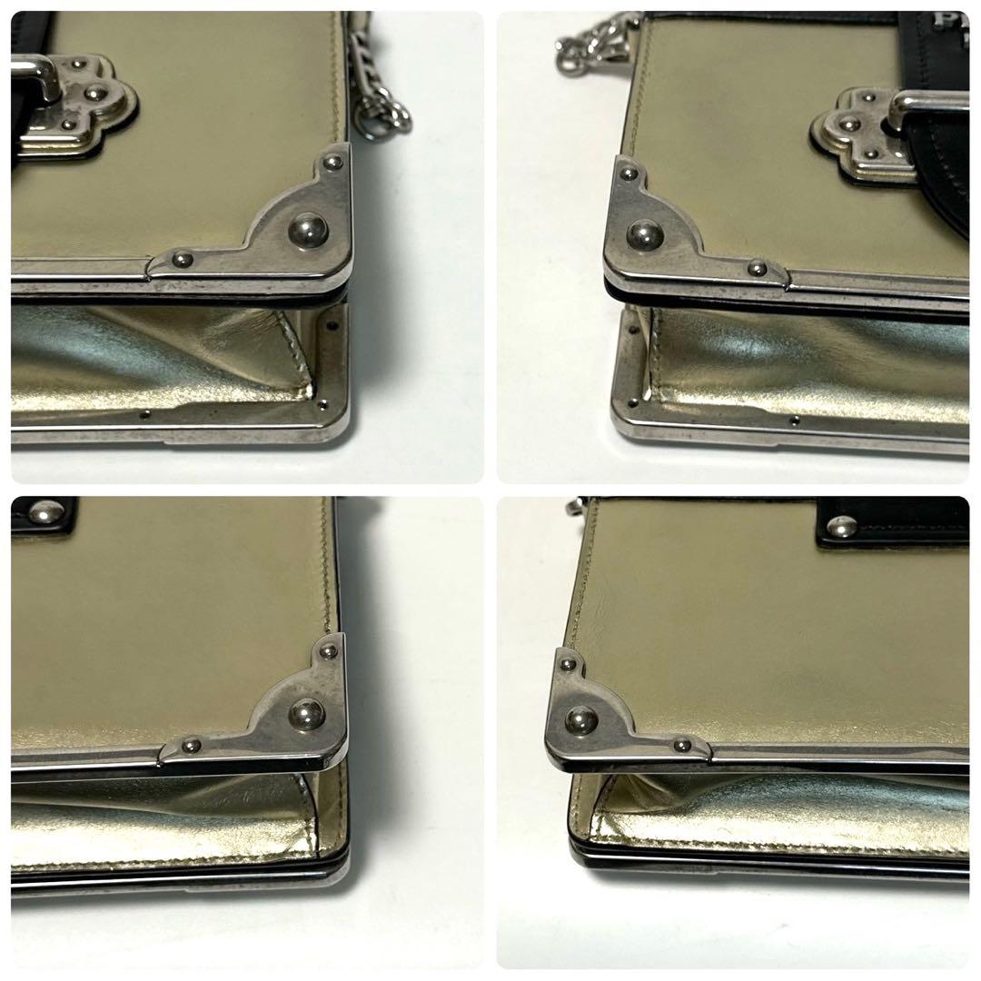 Prada Saffiano Leather Cahier Chain Shoulder Bag