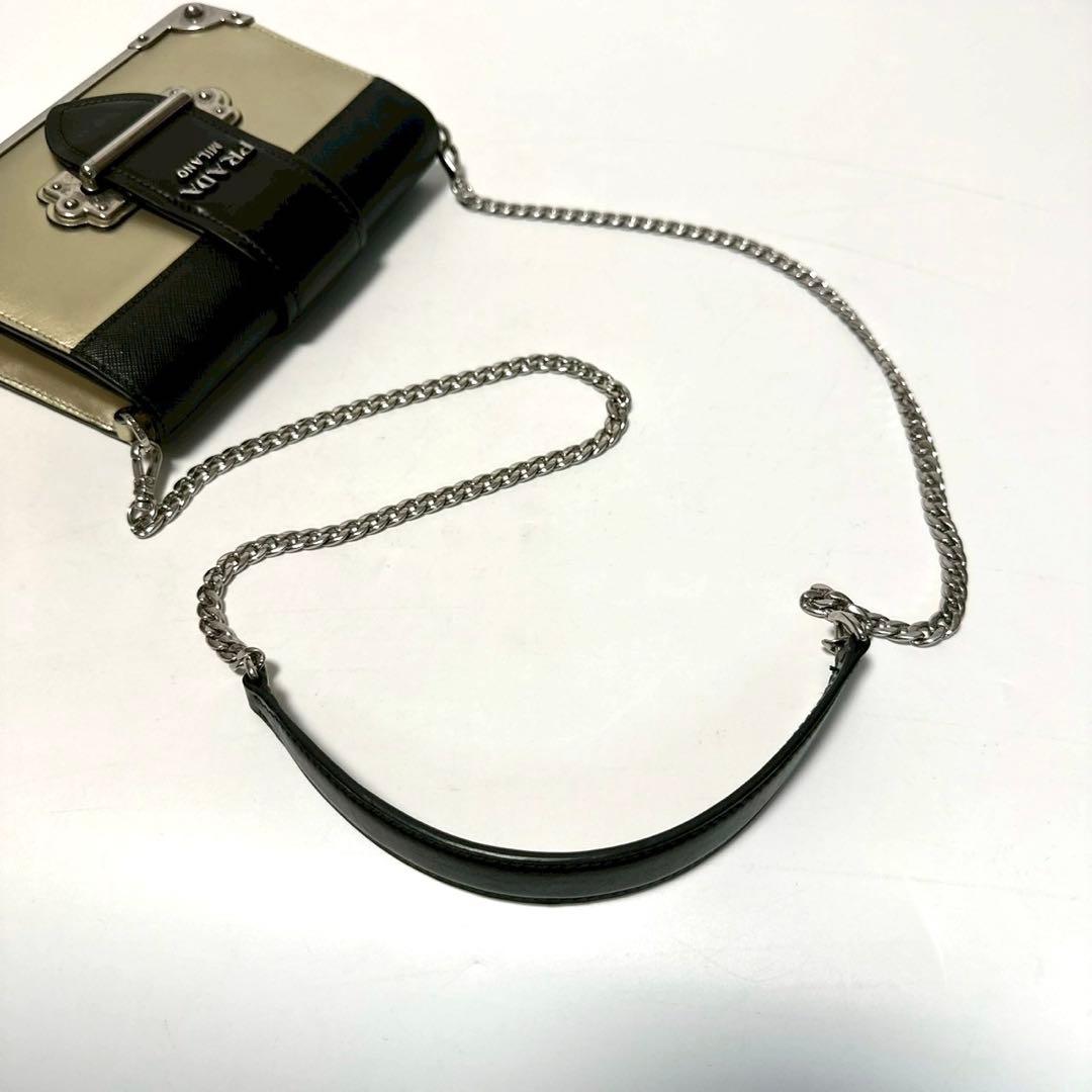 Prada Saffiano Leather Cahier Chain Shoulder Bag